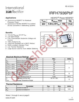 IRFH7936TR2PBF datasheet  